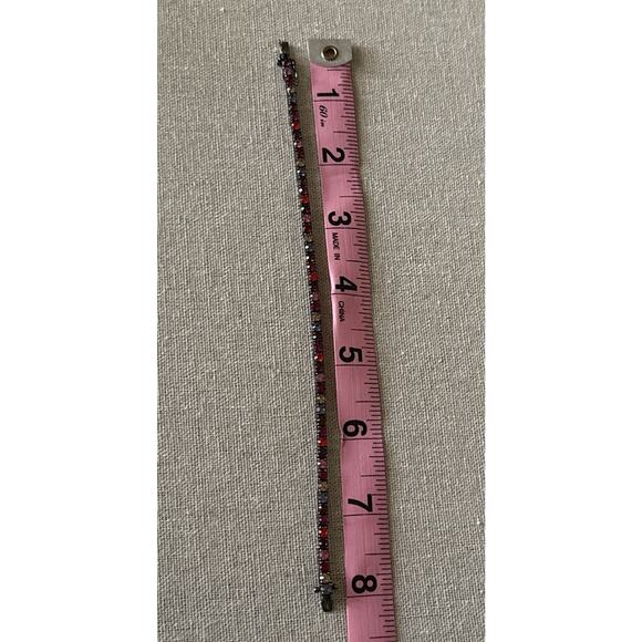 Vintage Joan Rivers Dark Multicolor Tennis Bracelet Gunmetal Whimsigoth 7.75” - Picture 7 of 7